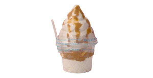 Single Cup Ice Cream Vanilla With Caramel Topping